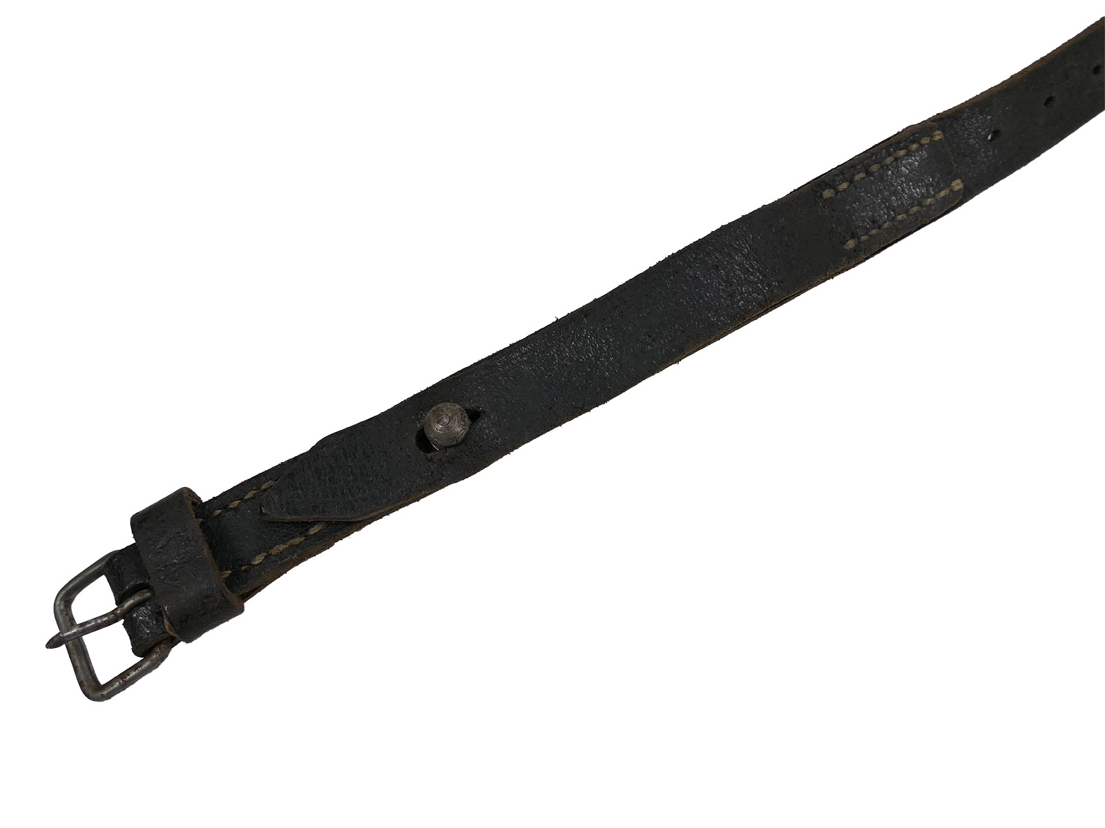 #2/ Wehrmacht knapsack strap, leather strap, tent canvas, dated 1943, COLLECTION, BATTLE-WORN