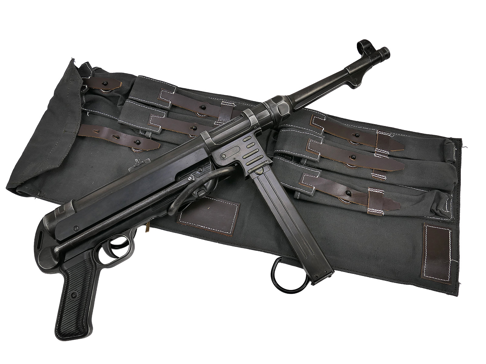 SET MP40 submachine gun, Wehrmacht decorative metal model with LW transport bag for paratroopers