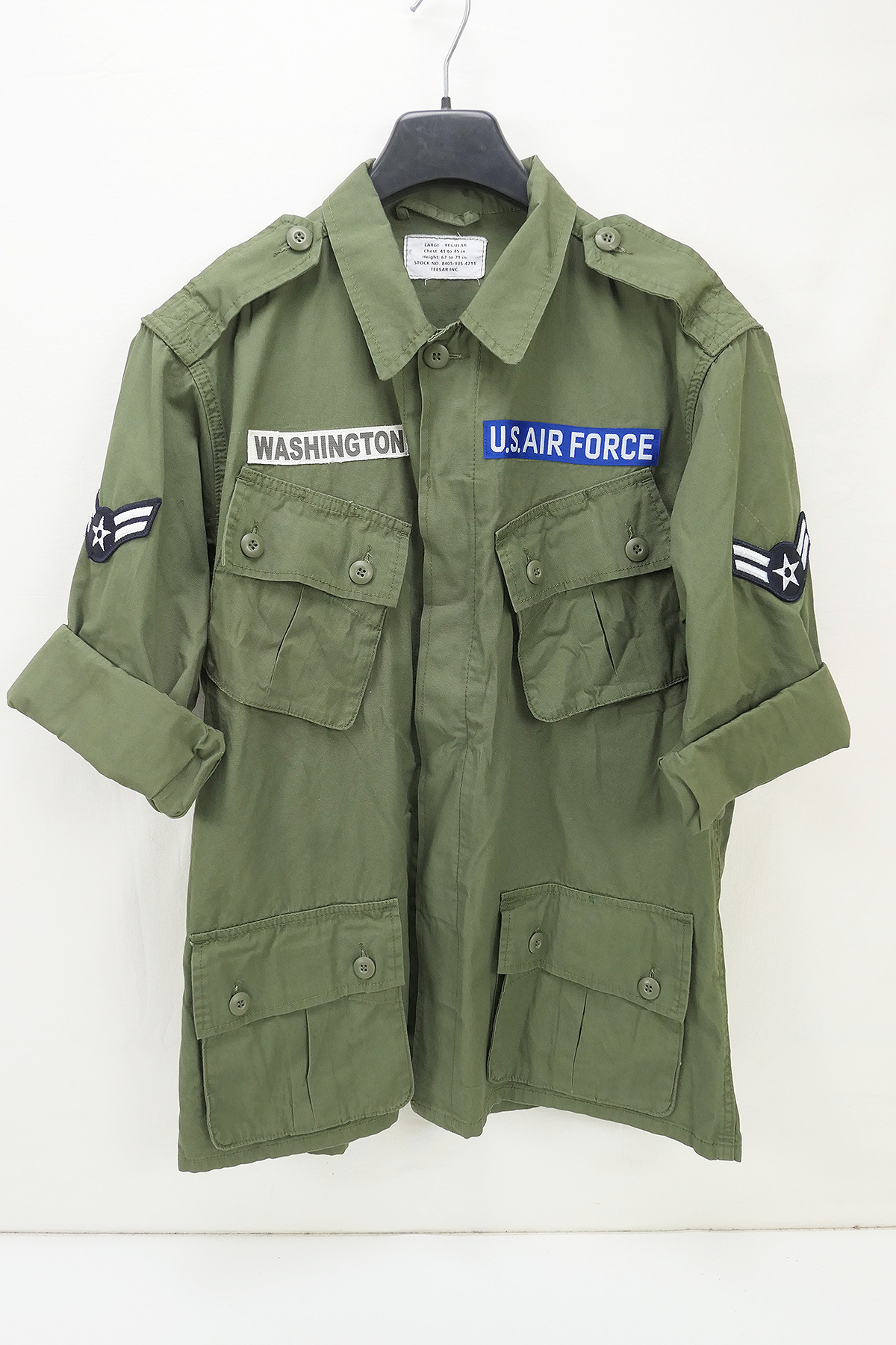 US Air Force Field Jacket Jungle Jacket M64 Vietnam olive with patches - Large