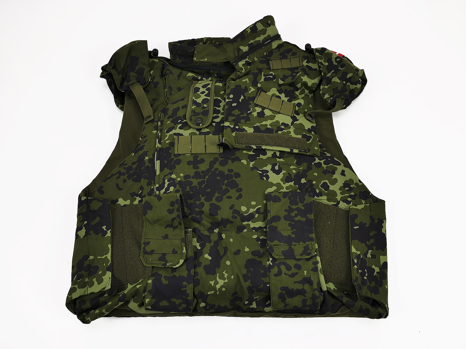 Danish Woodland Fragmentation Protective Vest MEDIUM/L with Ballistic Softshell Inserts – Fragmentation Protective Vest, Denmark