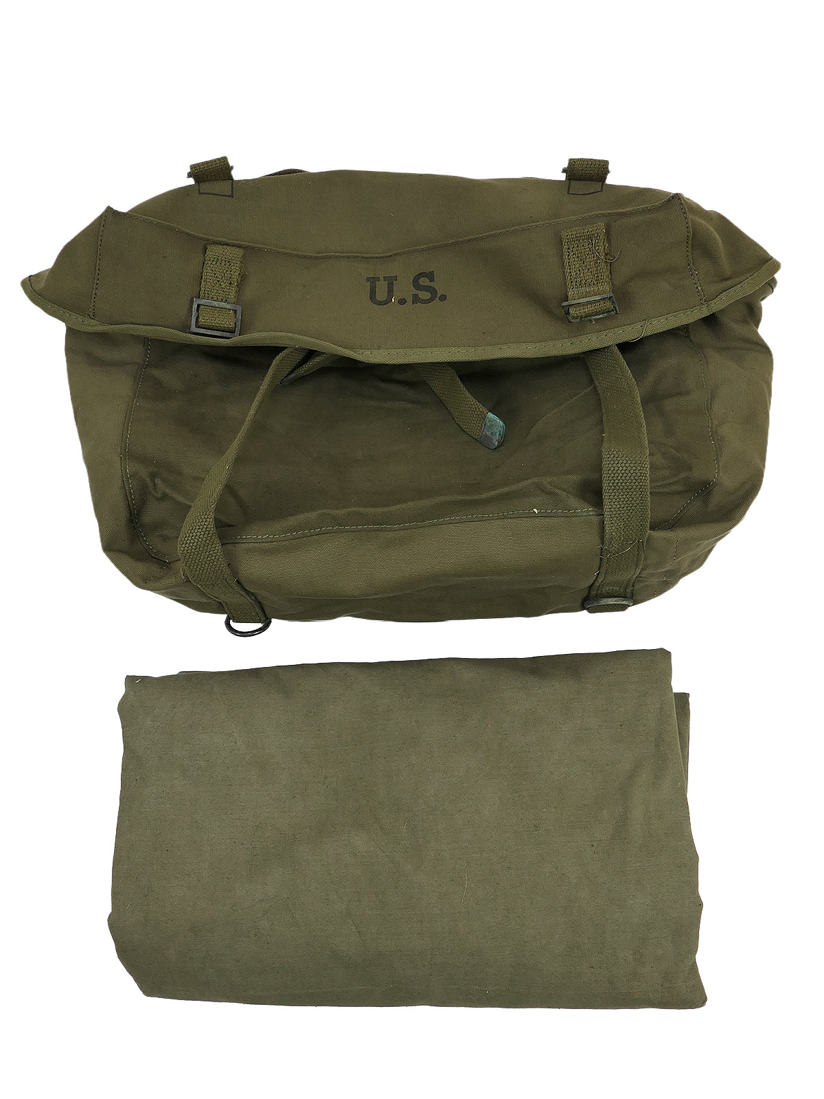US Pack Field Cargo M-1945 bag with US Shelter tent fabric, 1945, olive