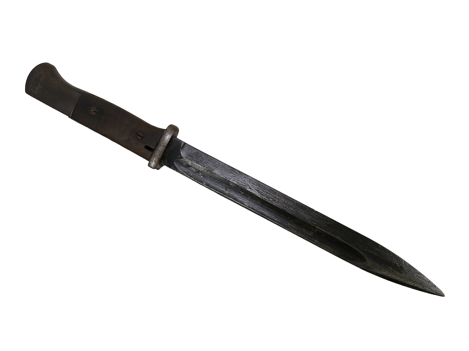 SET: Wehrmacht M84/98 bayonet for the K98 carbine / sidearm with scabbard + belt loop – BATTLE WORN
