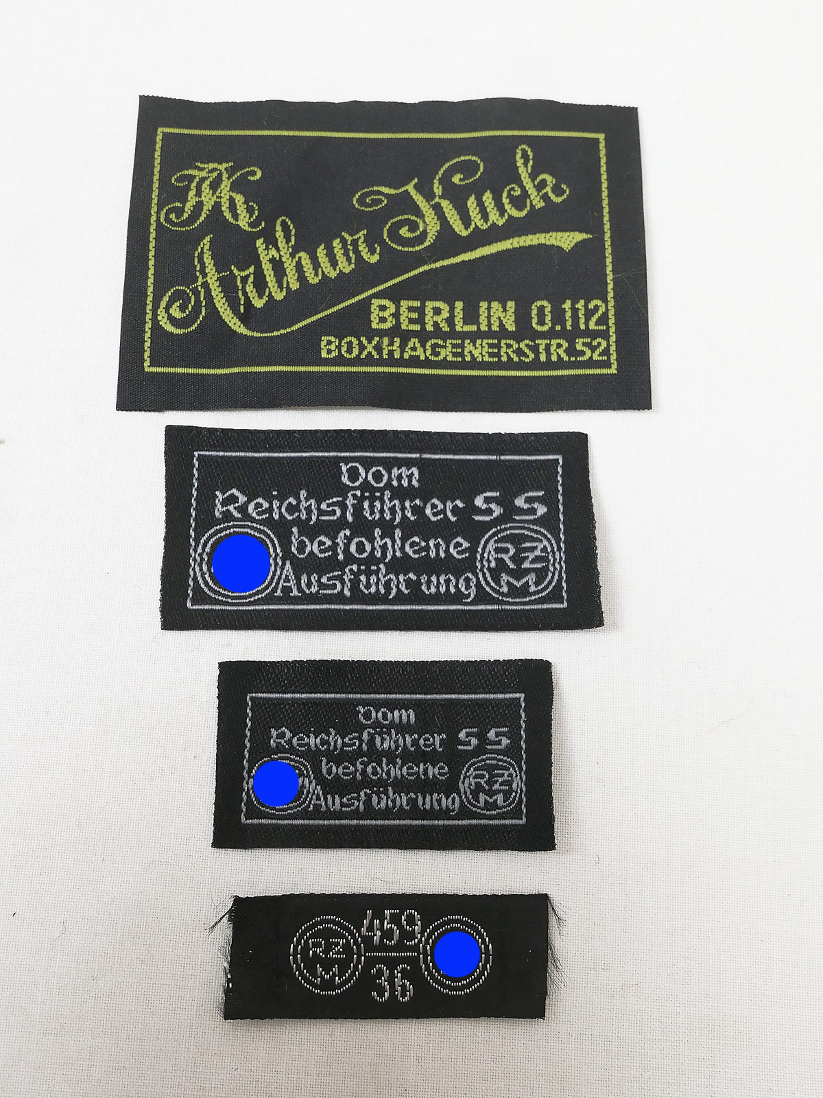 P1470633 Set of clothing labels / RZM manufacturer label for clothing uniform field cap etc.