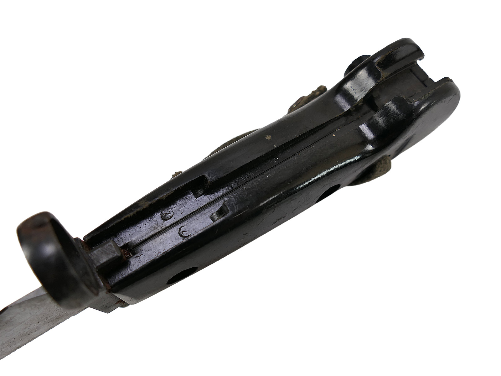Original NVA side sword / bayonet for AK47 and AK74 Kalashnikovs, with black plastic handle and wire cutter