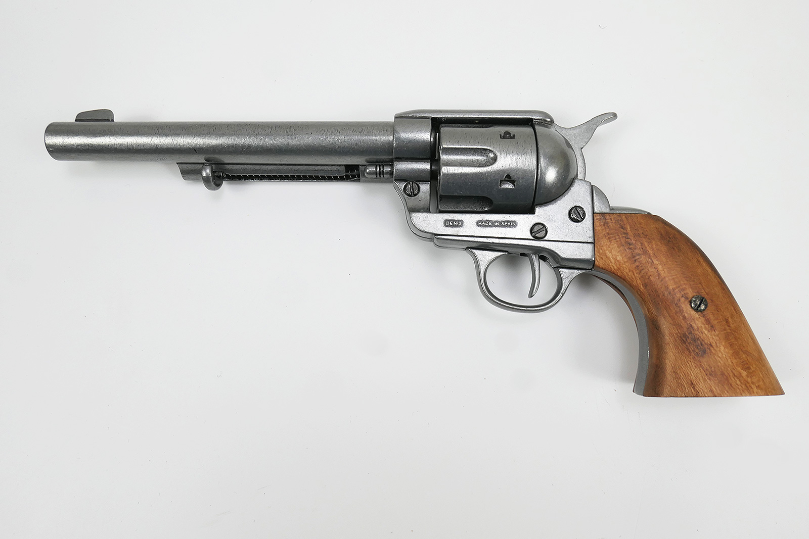 US Revolver .45 Caliber PEACEMAKER Deco Weapon brown wooden grips 1873