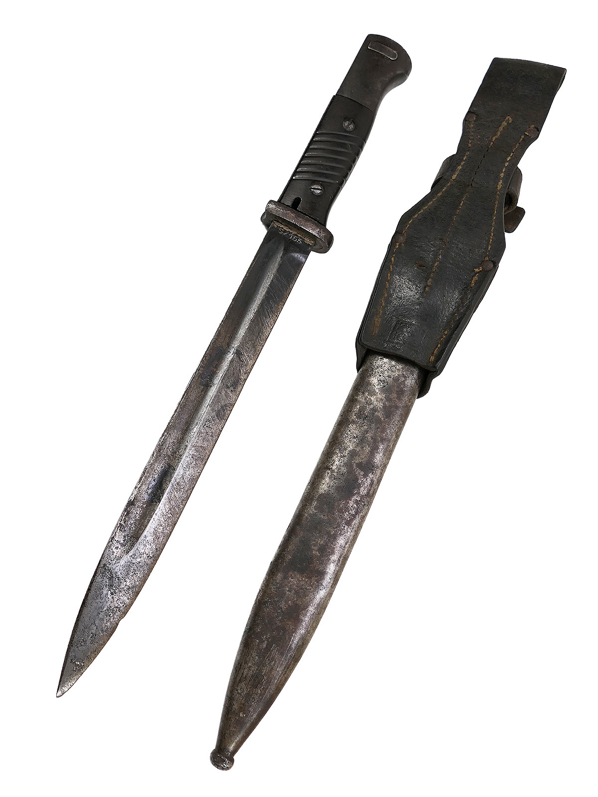 Wehrmacht M84/98 K98 bayonet / S/155 sidearm with belt loop – BATTLE WORN