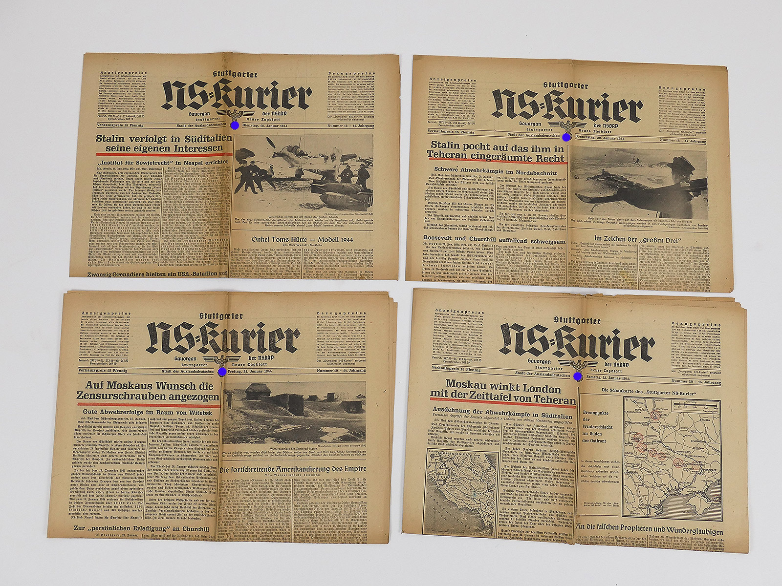 #K3/ 4x Stuttgarter NS-Kurier Zeitung 14.Jg. issues January 1944 Journal of the NSDAP Gauorgan