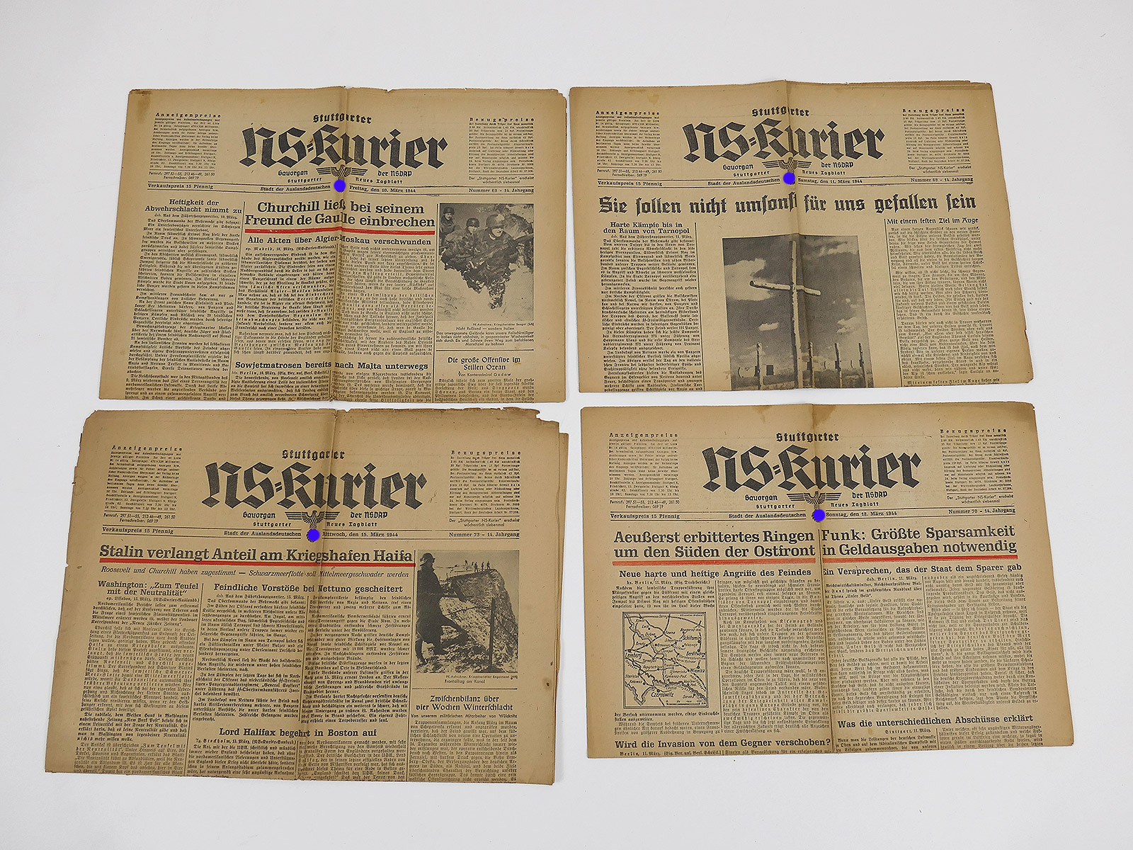 #K9/ 4x Stuttgarter NS-Kurier Zeitung 14.Jg. issues March 1944 Journal of the NSDAP Gauorgan
