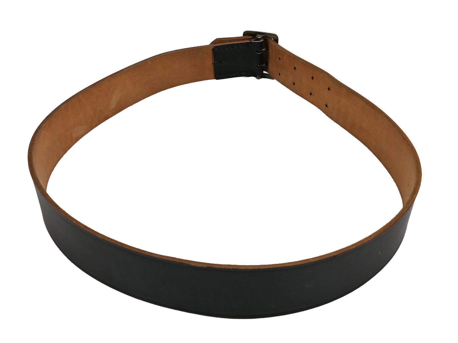 One-off item – Wehrmacht black leather belt, double-pronged officer’s belt, 115 cm