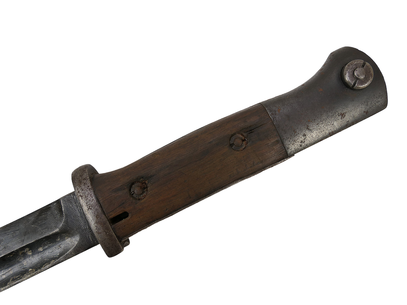 SET: Wehrmacht M84/98 bayonet for the K98 carbine / sidearm with scabbard + belt loop – BATTLE WORN