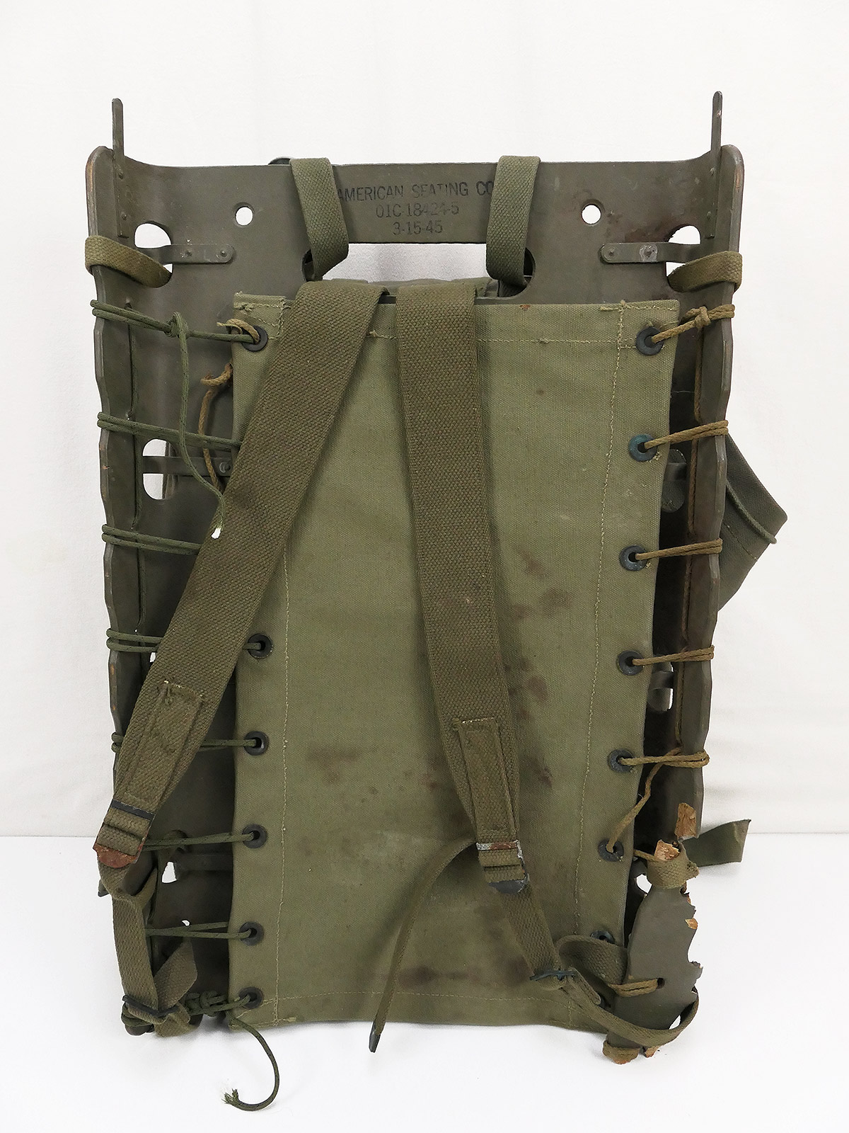 Original US ARMY WW2 Packboard carrying tray frame carrying frame 1945 damaged with rucksack