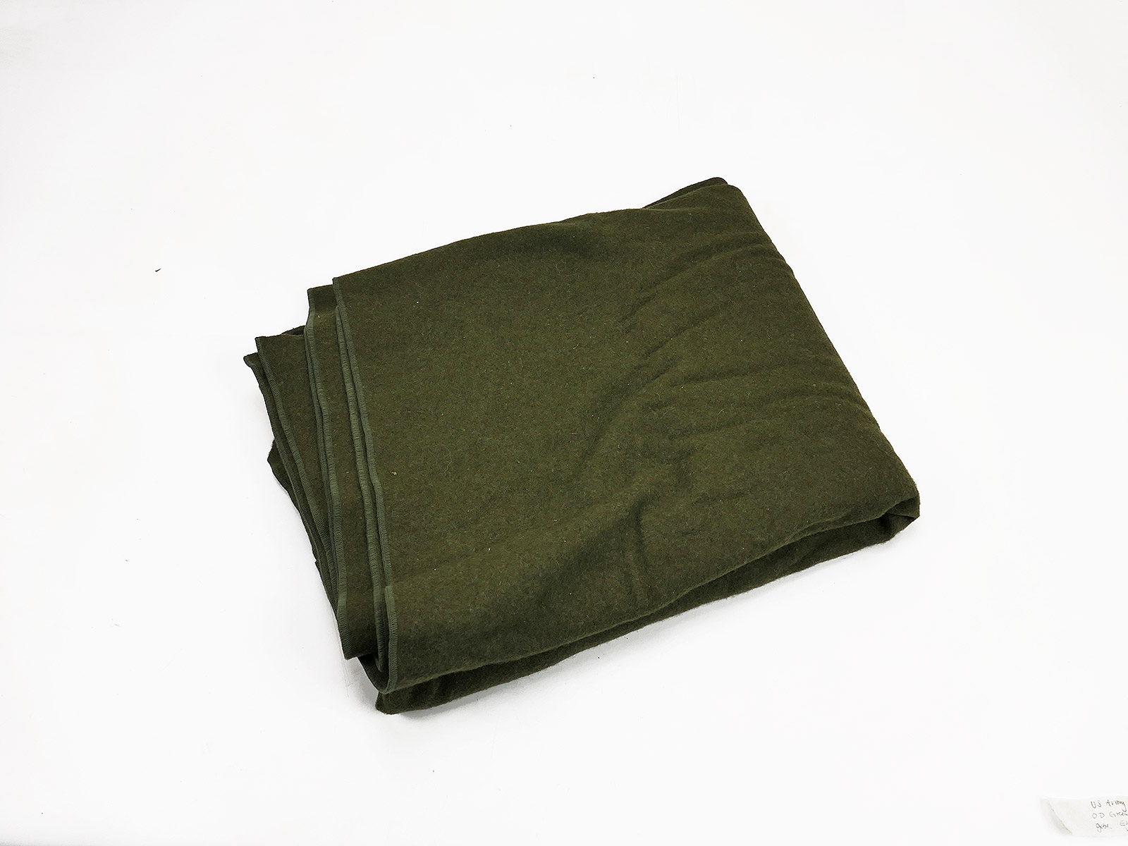 Original US Army Virgin Wool Blanket, OD Green, camp blanket with US print, COLLECTION BATTLE WORN
