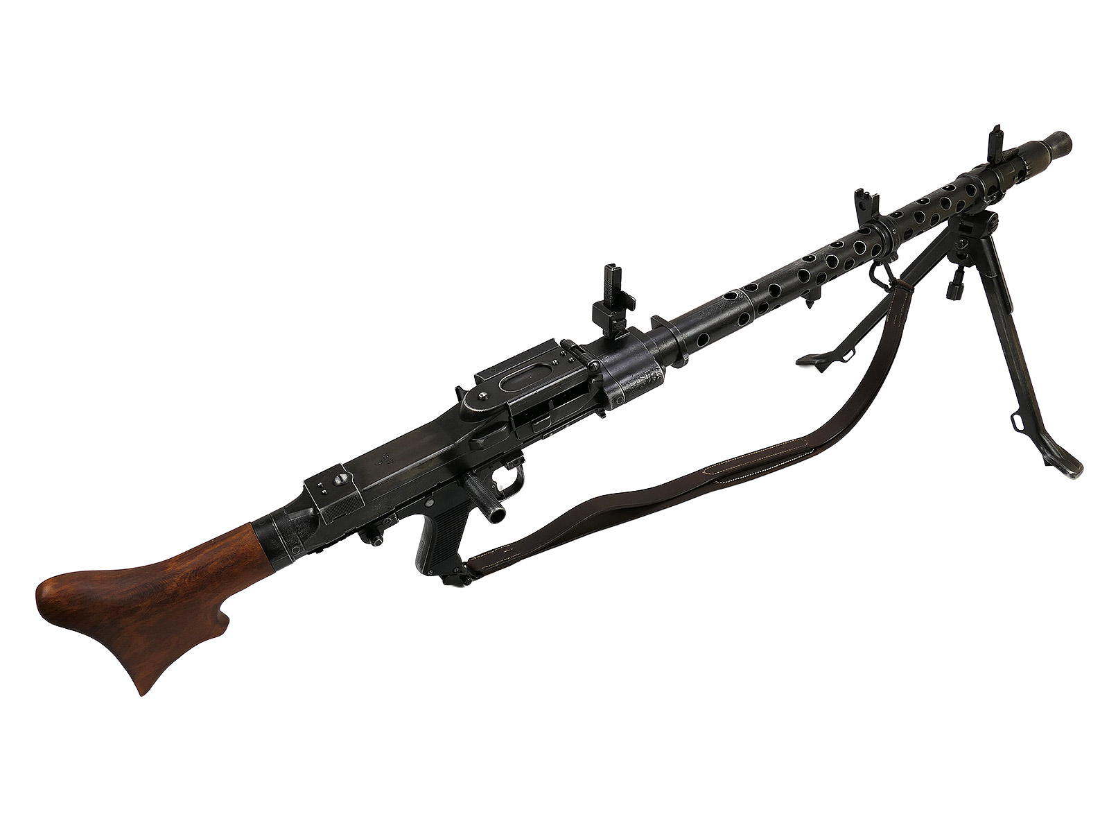 Wehrmacht MG34 machine gun decorative model – film prop, made of metal with a wooden buttplate and carrying strap