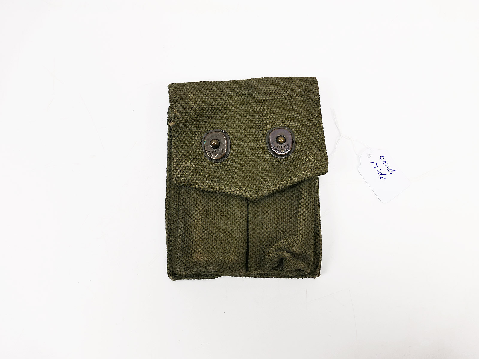 US Army WW2 magazine pouch olive for Colt 1911 - stamped + British Made COLLECTION BATTLE WORN