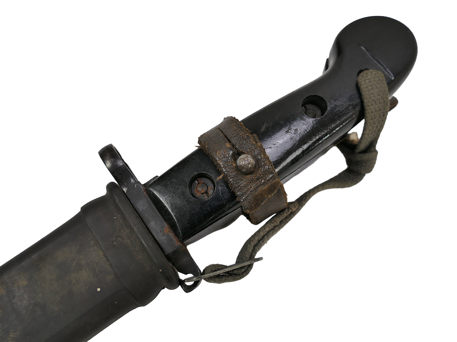 Original NVA side sword / bayonet for AK47 and AK74 Kalashnikovs, with black plastic handle and wire cutter