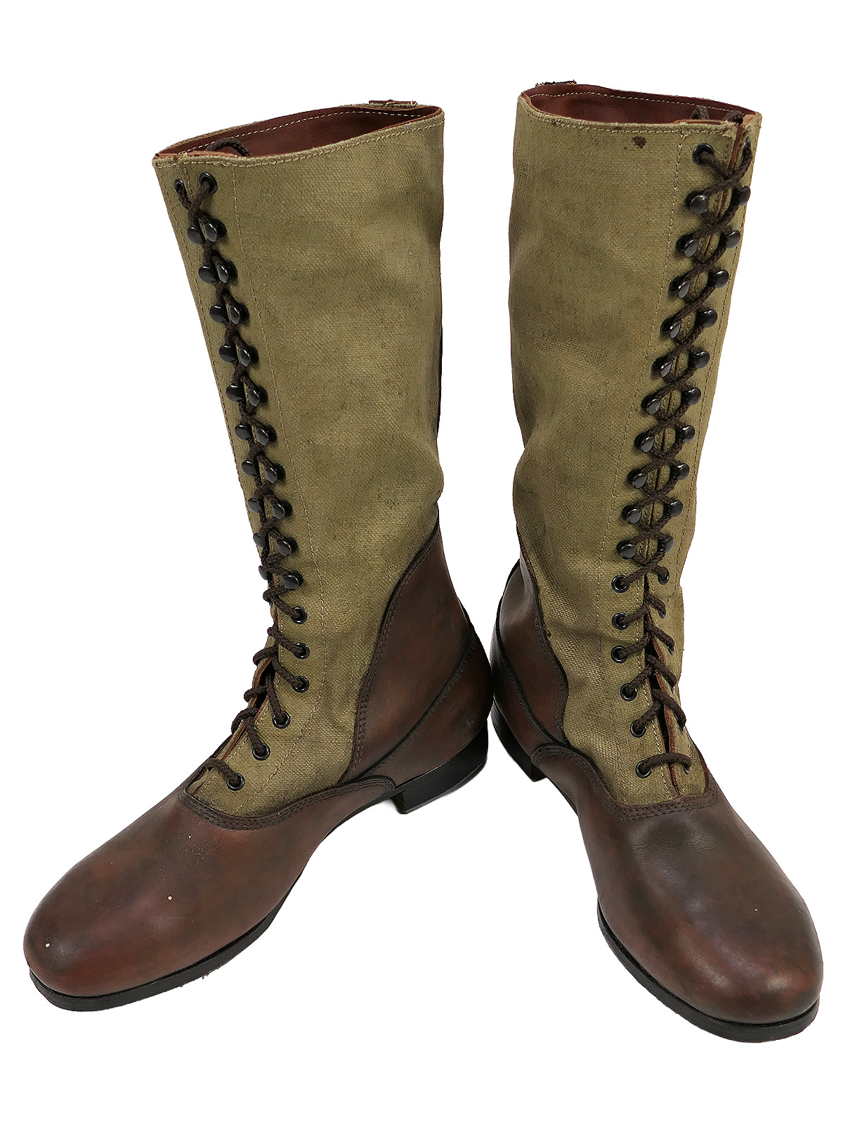 Single pair – Wehrmacht DAK high-top tropical boots, Afrika Korps boots, size 46, COLLECTION BATTLE WORN