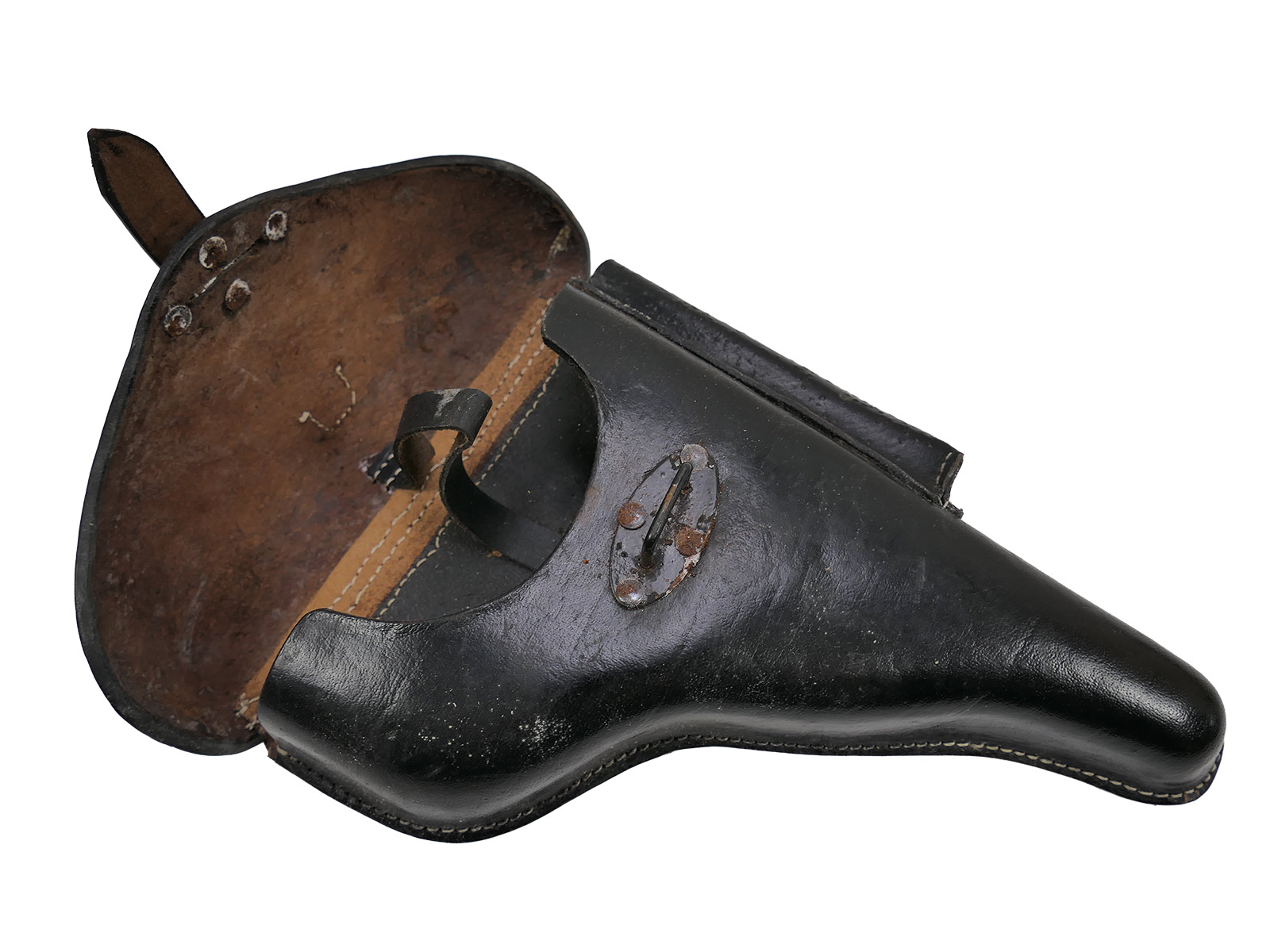 One-off item – Wehrmacht P38 holster, briefcase-style leather holster, pistol pouch – BATTLE WORN