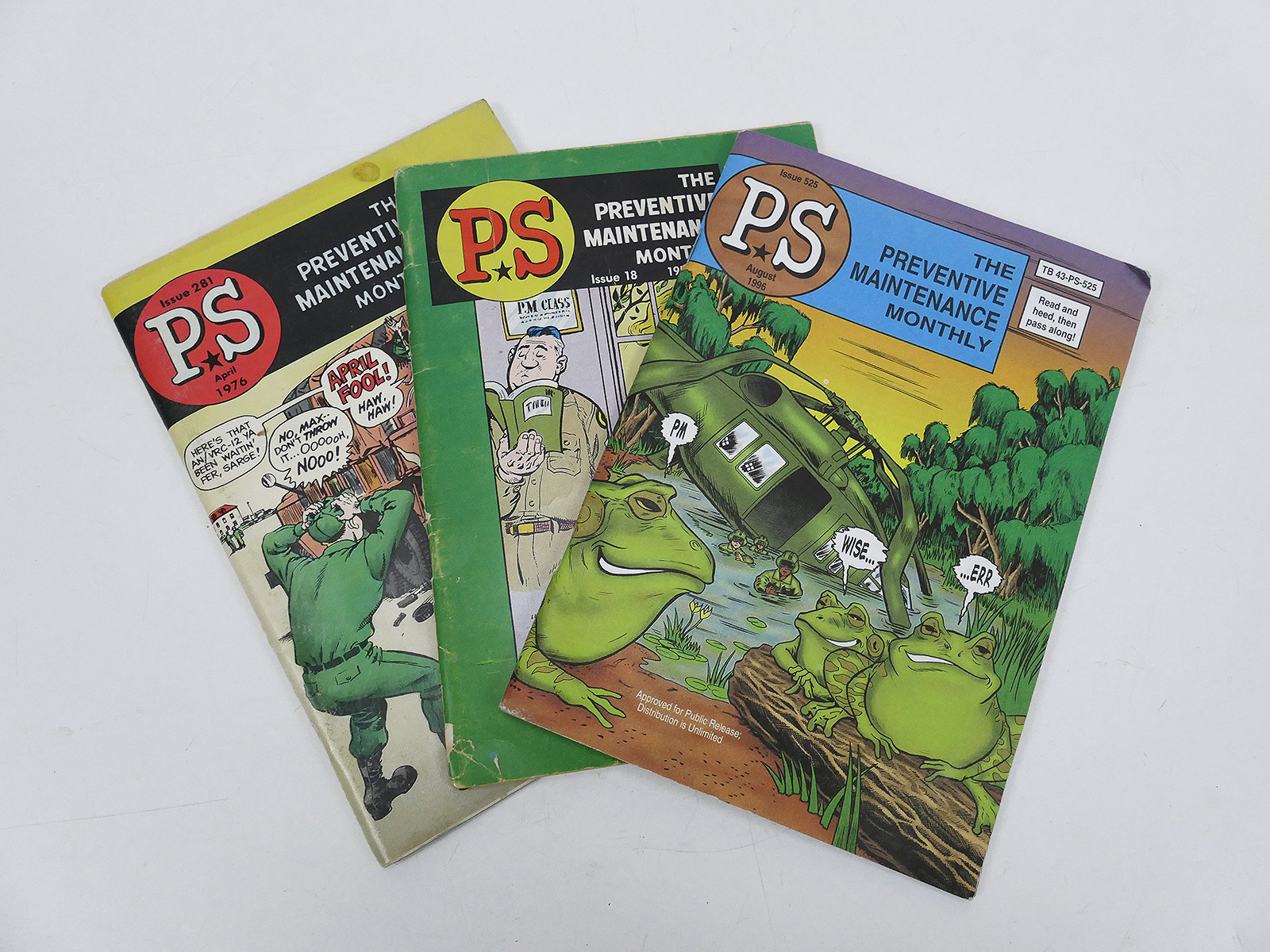 US ARMY 3x PS The Preventive Maintenance Monthly Magazine Comic Book 1954 !!!