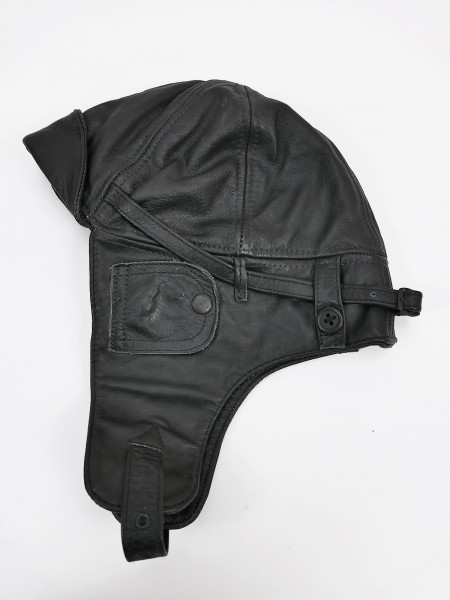 Leather aviator cap headgear leather cap black small size