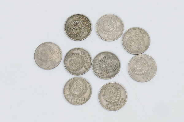 Russia WK2 9x 20 kopecks coins small coins 1935 - 1951 CCCP