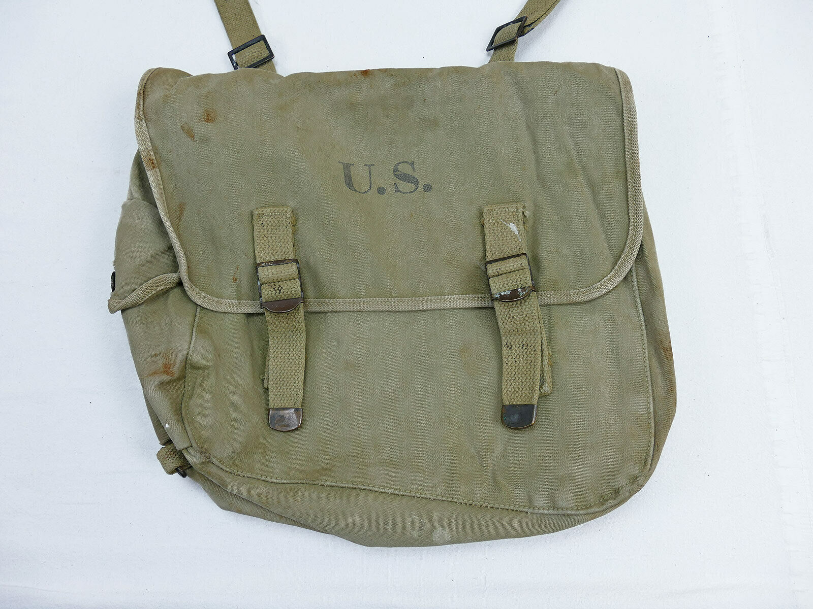 Original US ARMY WW2 Musette Bag M-1936 khaki 1942 combat bag with strap