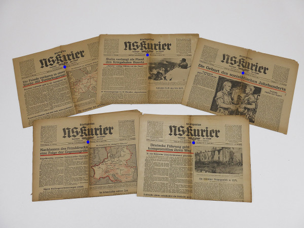 #K12/ 5x Stuttgarter NS-Kurier Zeitung 14.Jg. issues Jan/April 1944 Journal of the NSDAP Gauorgan