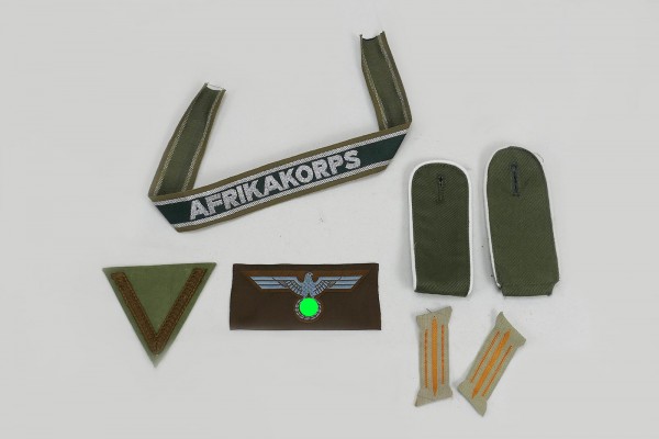 Africa Corps Army Badge Breast Eagle + Corporal Angle + Sleeve Band + Epaulettes + Collar Spike