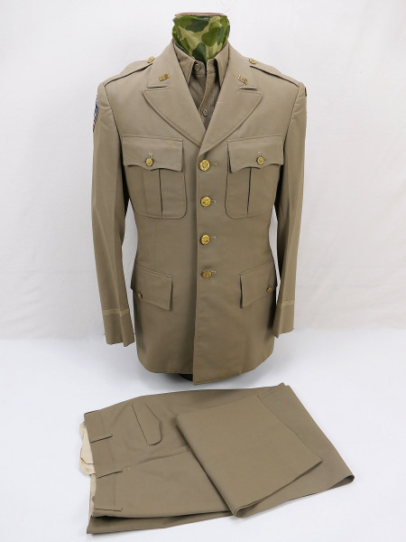 US WW2 Officers Khaki Summer Uniform Set Coat Shirt Trousers Tropical from Japanese Tailor