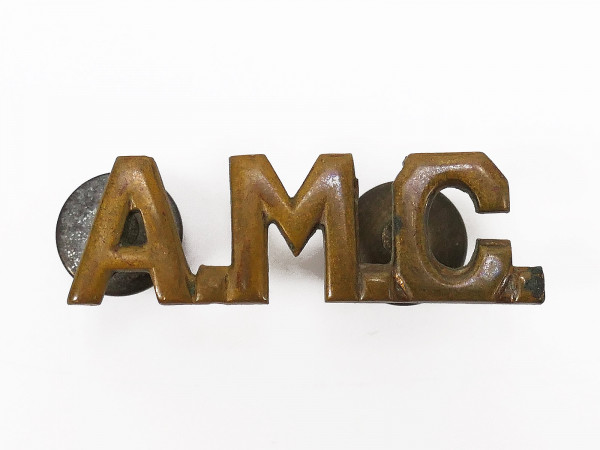 US WW2 Collar Insignia A.M.C. Army Medical Center Pin Badge Badge