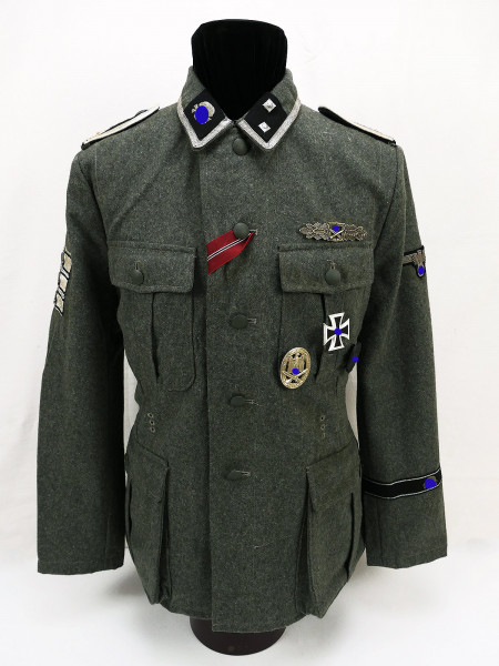 Waffen SS M40 field blouse skull uniform Oberscharführer fully effected + medals