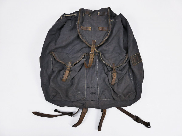 Original Luftwaffe backpack blue-grey 1942 with leather shoulder strap