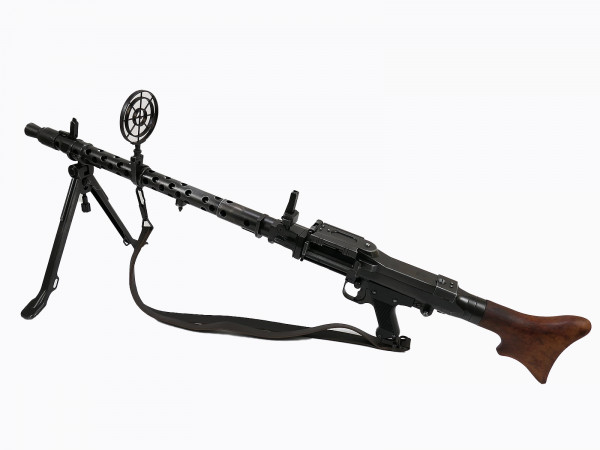 VARIANTE Machine gun MG34 Deco metal model with wooden shoulder rest + aviator circular front sight