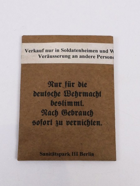 Wehrmacht condoms for soldiers in paper letter soldier home canteen