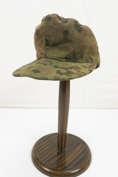 Waffen SS Frontfertigung field cap original fabric oak leaves spring size 59 camouflage cap from museum