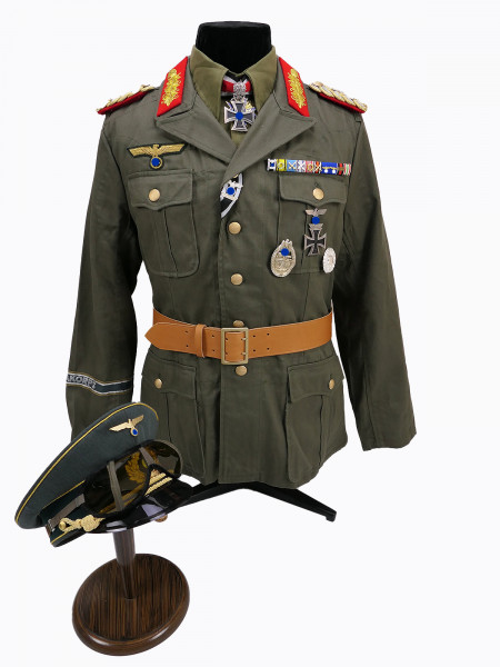 Uniform ensemble General Field Marshal Erwin Rommel Africa Corps Koppel peaked cap Knight's Cross