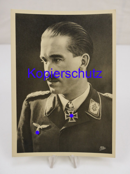 #78/ Postcard / PK Portrait Luftwaffe Colonel Galland Real photograph / photo card Knight's Cross bearer