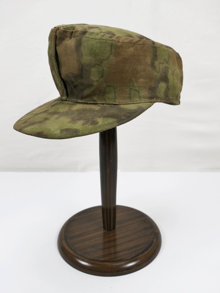 Waffen SS Frontfertigung field cap original fabric oak leaves B spring size 58 camouflage cap from museum