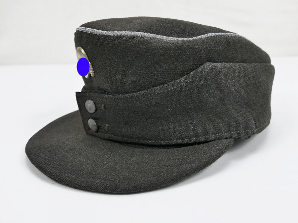 Waffen SS M43 field cap officer gray with metal skull size 58