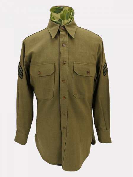 Original US WW2 Mustard Shirt M1937 Field Shirt Sergeant Size Small with measurements