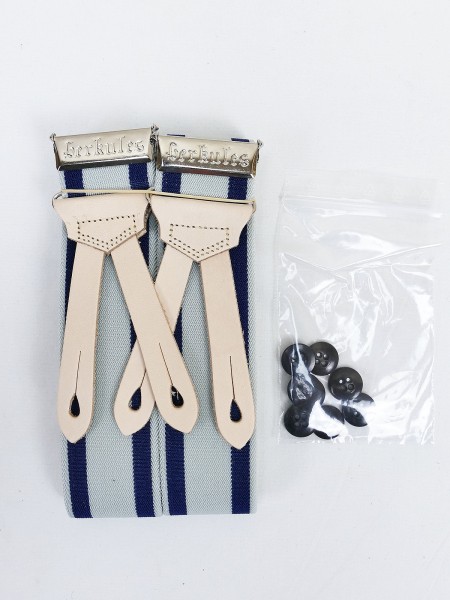 Vintage suspenders HERKULES / ELITE blue striped + 8 buttons field trousers uniform