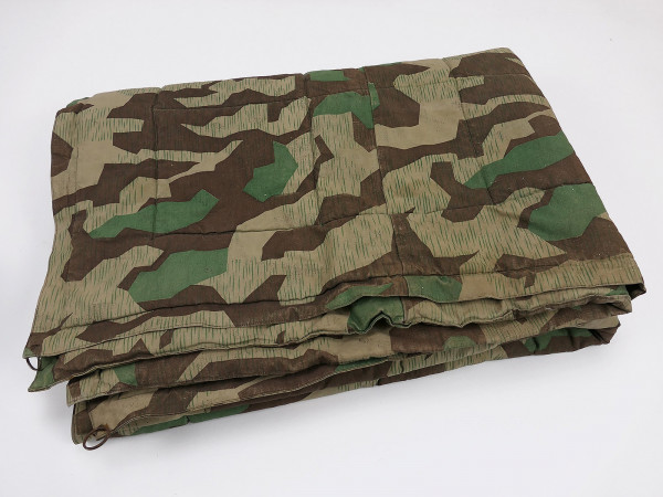 Camp bed carpet pad mattress blanket made of original splinter camouflage tent canvas camouflage fabric and probably blanket
