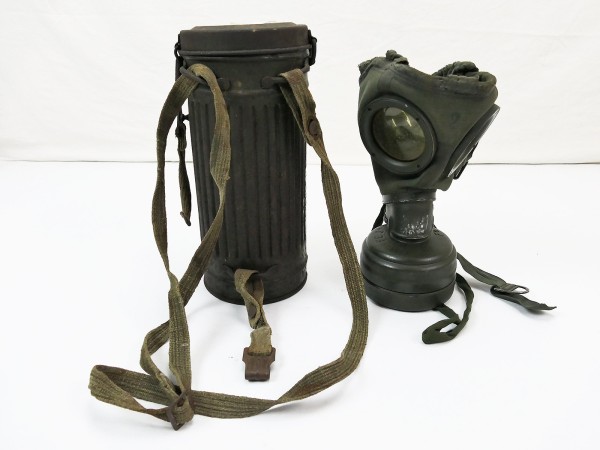 Wehrmacht original gas mask 1942 filter FE37 in gas mask box with original strapping