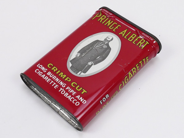 #A Blechdose für 50g Packung Tabak Prince Albert Crimp Cut Pfeifen u. Zigaretten Tabak Rauchware GI