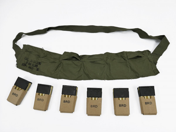 SET US ARMY M1 Garand M43 ammo bandolier with 48 rounds cal .30 M2 in 6 clips ammunition bandolier