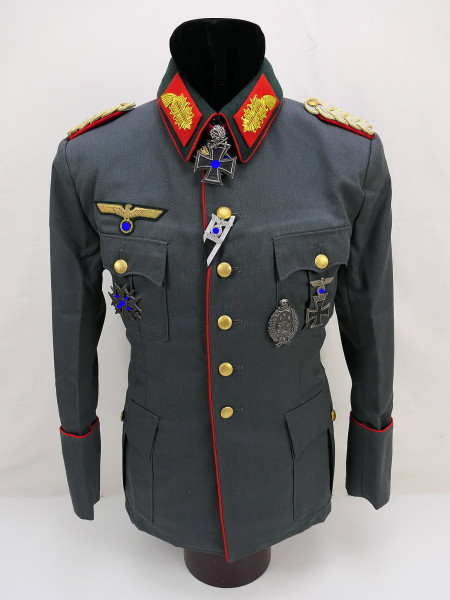 Wehrmacht M36 Uniform Field Blouse General Size S with Knight's Cross Pour Le Merite Spain Cross effektiert