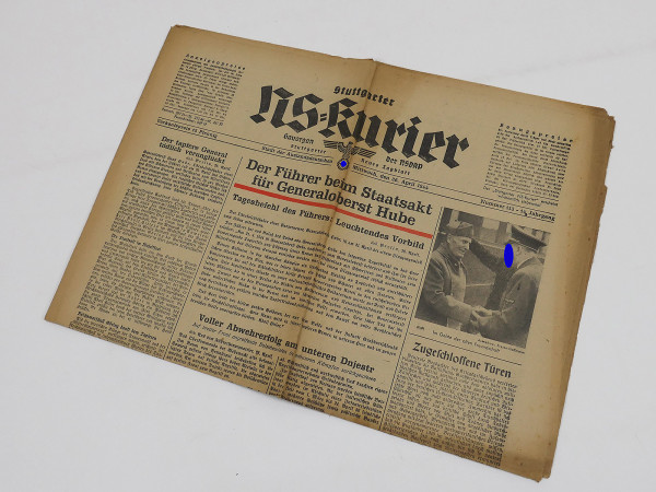 Stuttgarter NS-Kurier Zeitung No.113 - 14th issue April 26, 1944 NSDAP Gauorgan magazine