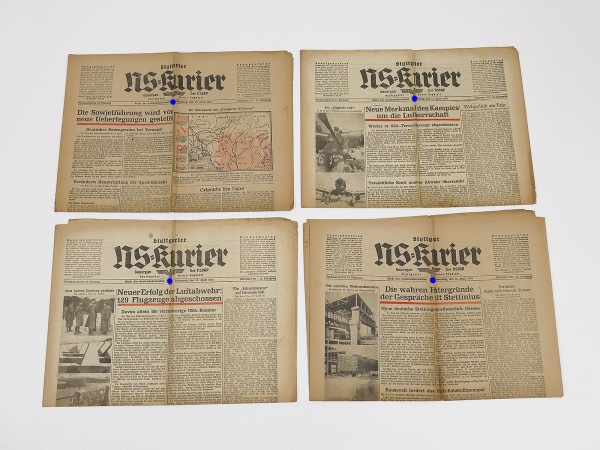 #K11/ 4x Stuttgarter NS-Kurier Zeitung 14.Jg. issues April 1944 Journal of the NSDAP Gauorgan