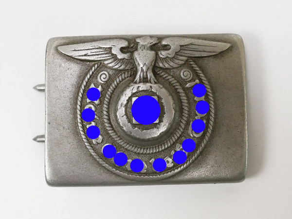 Waffen SS RZM 822/38 belt buckle aluminum with great patina more worn