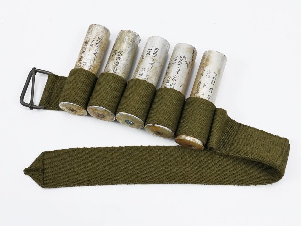 WW2 Luftwaffe paratrooper leg belt signal ammunition SigPi Bandolier + 5 flare cartridges