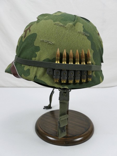 US ARMY Vietnam M1 steel helmet with Mitchell helmet cover liner and accessories